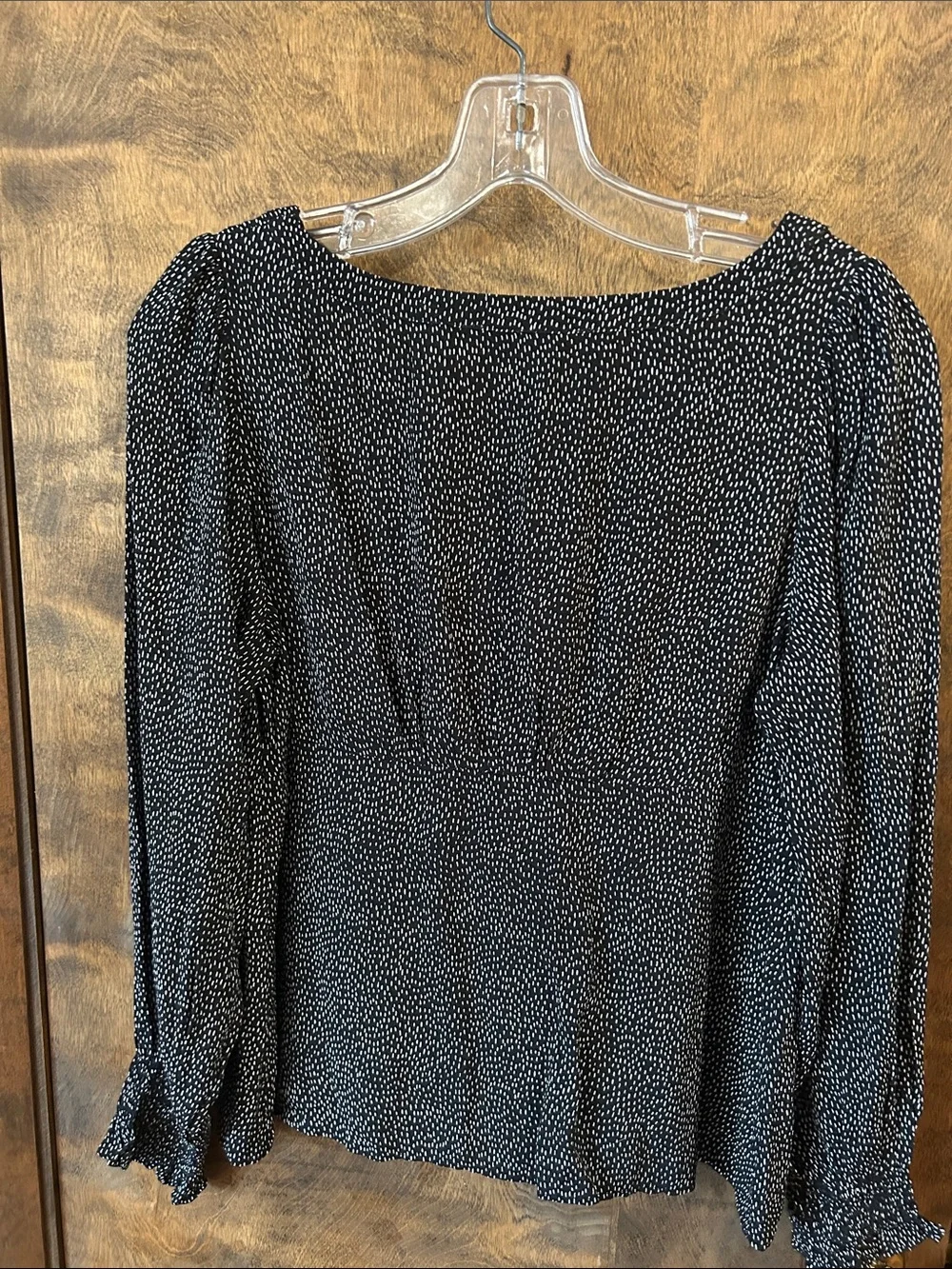 NWT LOFT Black and White Dotted Button-Front Blouse SP